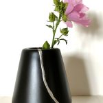Bicchiere nero in gres giapponese, Gintsugi originale giapponese